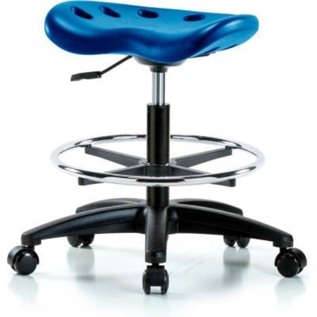 E COM InterionÂ Polyurethane Tractor Stool W/ Foot Ring - Blue w/ Black Base PTMBSL-RG-CF-RC-BLU